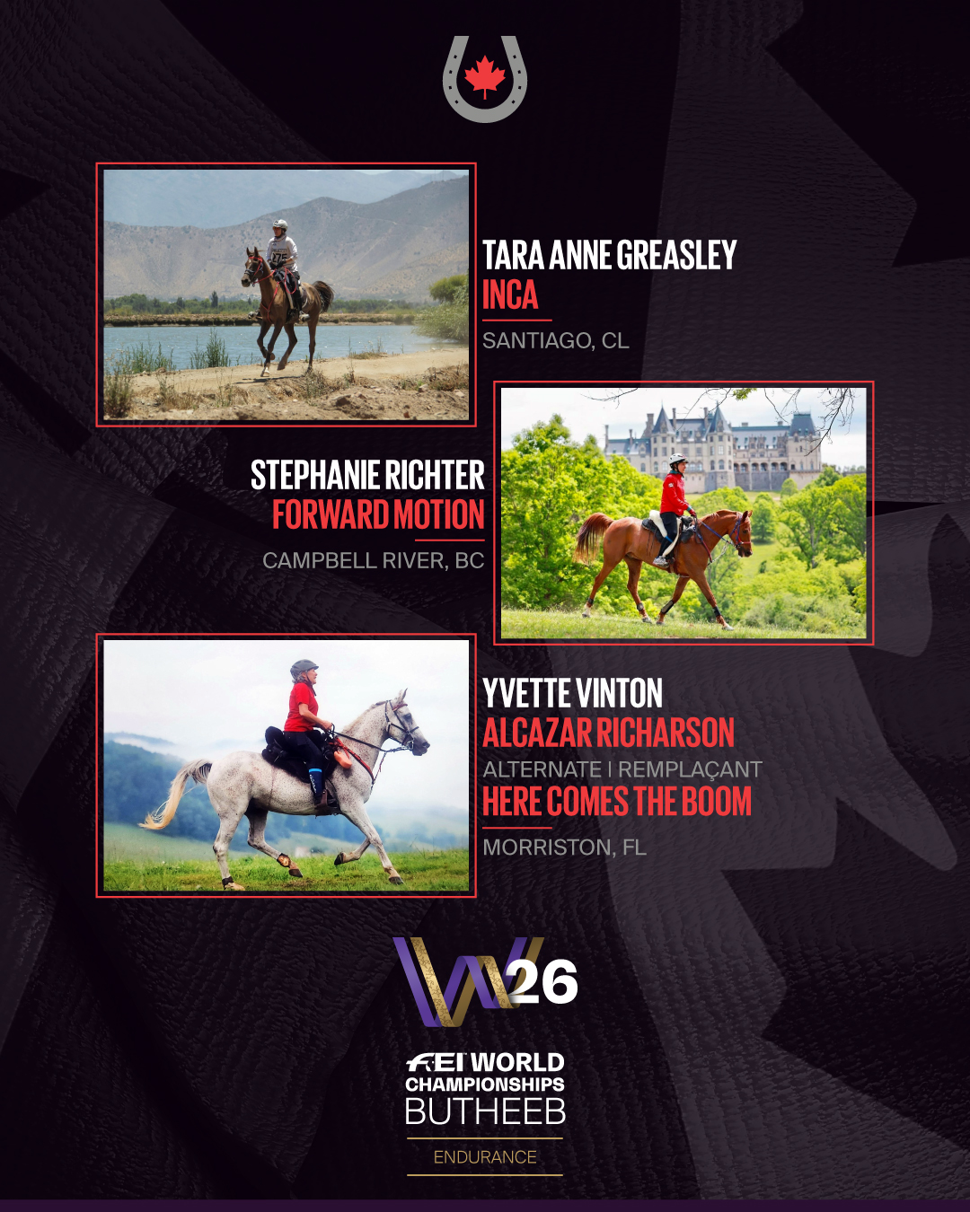 Canadian Endurance Team Named for 2026 FEI World Championships ...